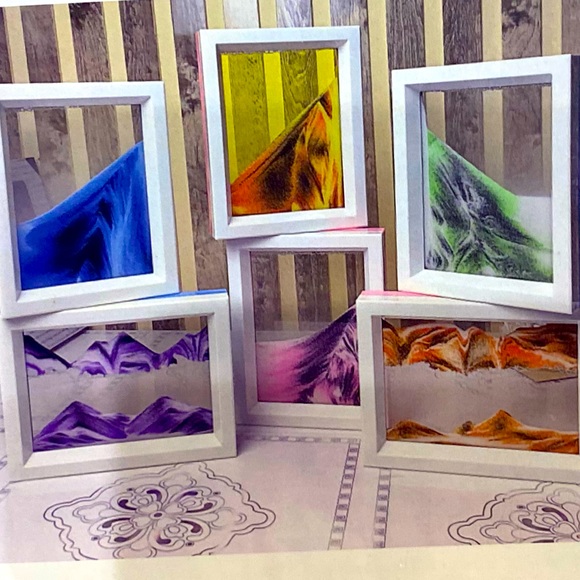 Art in Motion, Sand Painting! Reversible! Purple/white sand Blue & White Frame🌊 - Picture 1 of 12